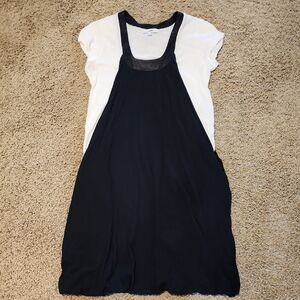 Cute Casual Black and White Mini Dress With Bubble Bottom
